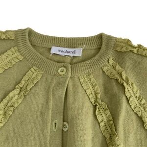 CACHAREL LIGHT WOOL LIGHT GREEN LONG SLEEVEE RUFFLE DETAIL SZ :  4